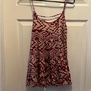 Boho Chic Spaghetti Strap Top in Red and Cream